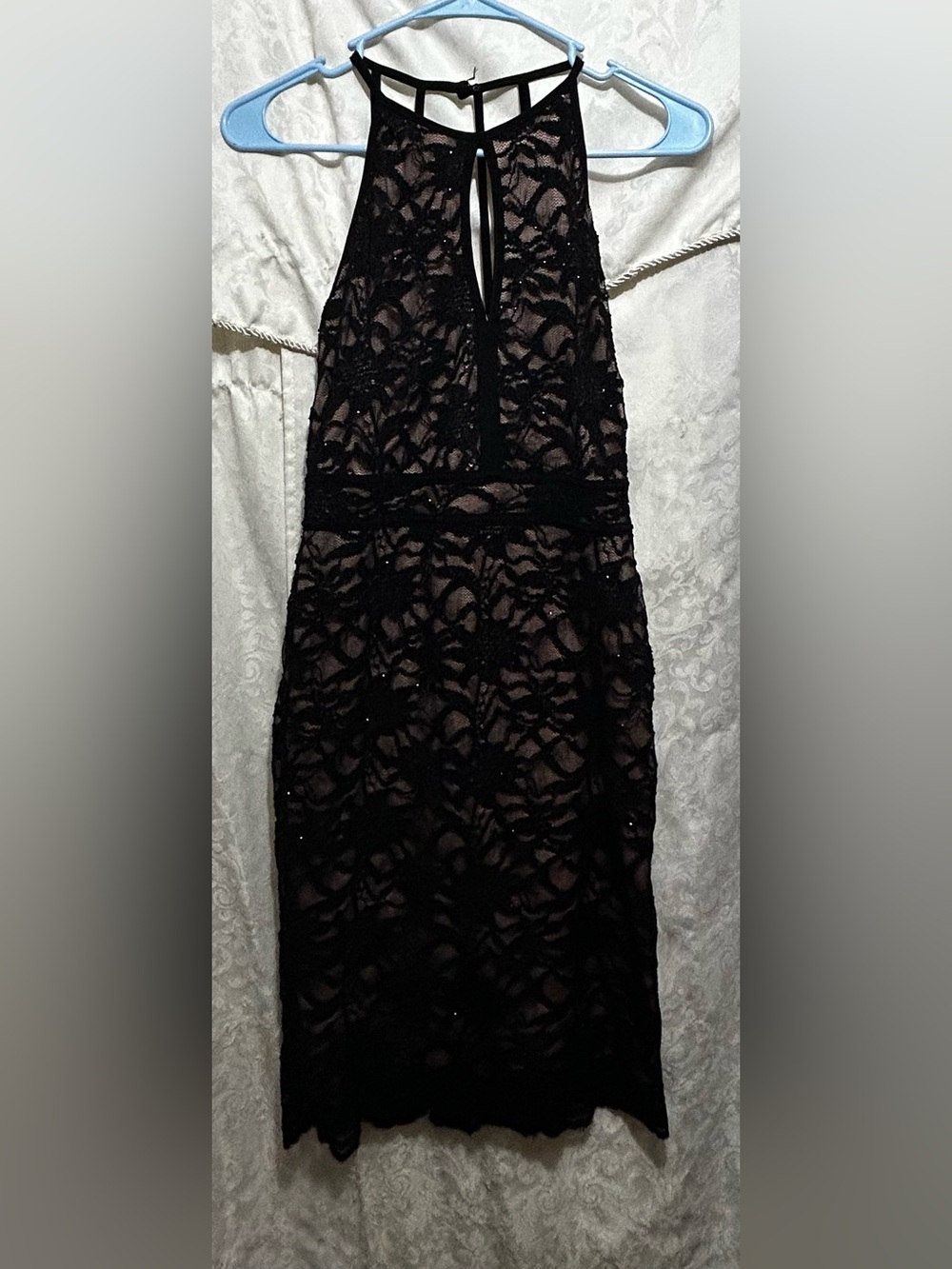 Elegant Black Lace Evening Dress - Women's